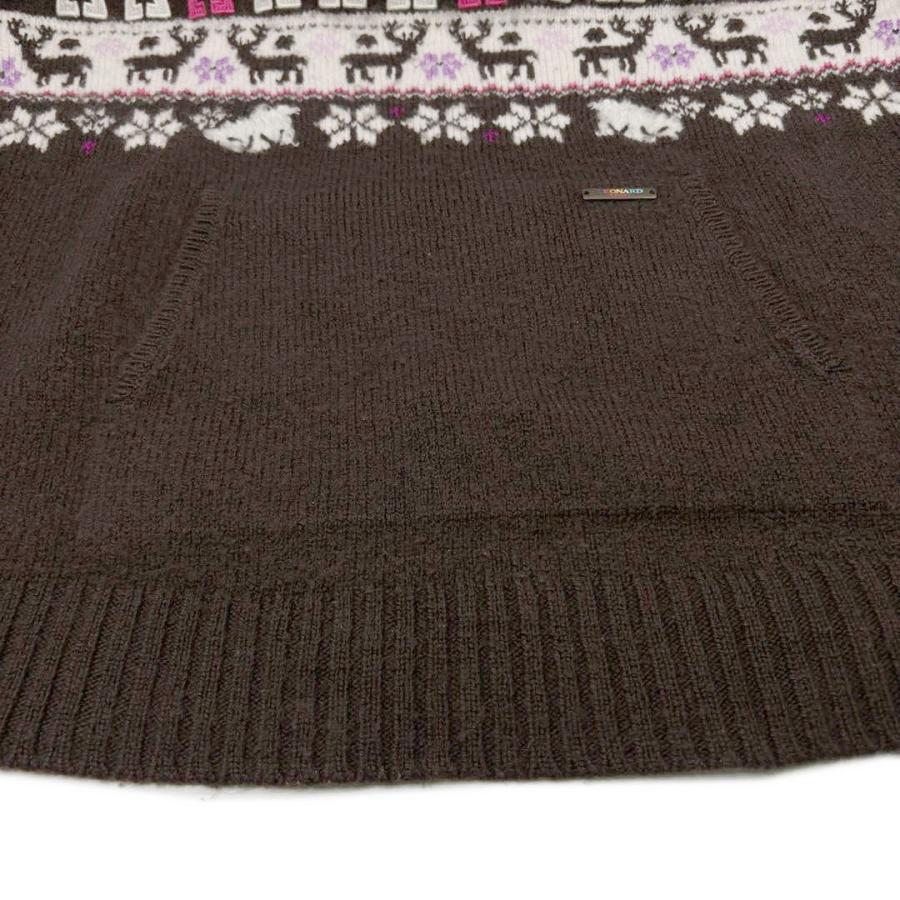 美品✨レオナールスポーツ　ウール　ハイネック　ニットセーター コスメ柄　M LEONARD SPORT レオナールスポーツ ハイネック ニットセーター ウール