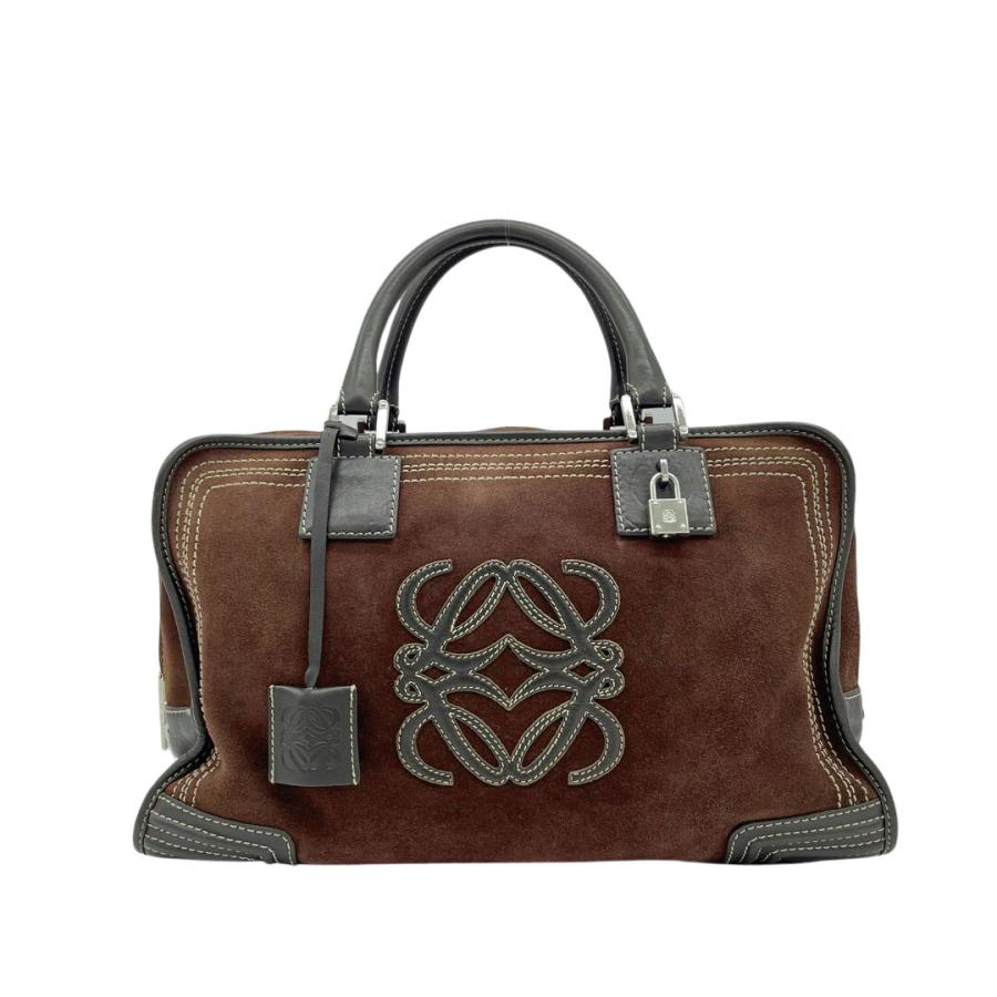 LOEWE ロエベ ハンドバッグ アマソナ36 スエード レザー ブラウン 