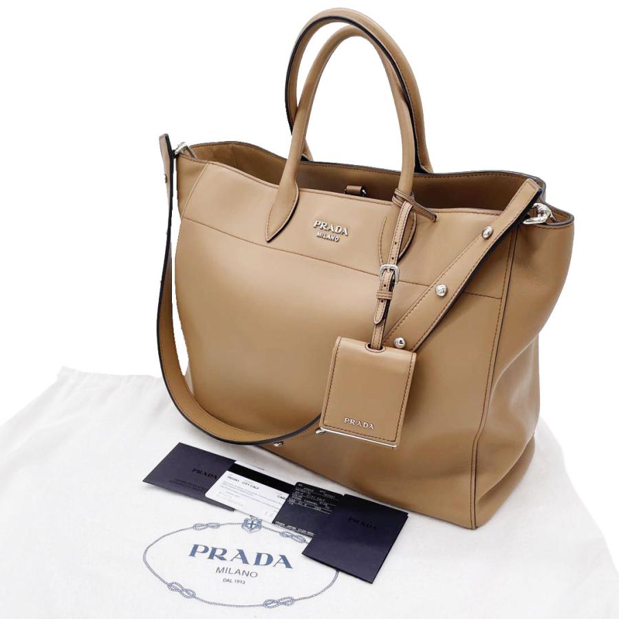 PRADA バッグ キャラメル キャメル スモール レザー トートバッグ | PRADA
