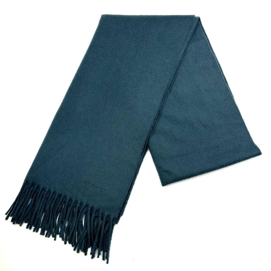 HERMES エルメス マフラー ロゴ 刺繍 カシミヤ100%