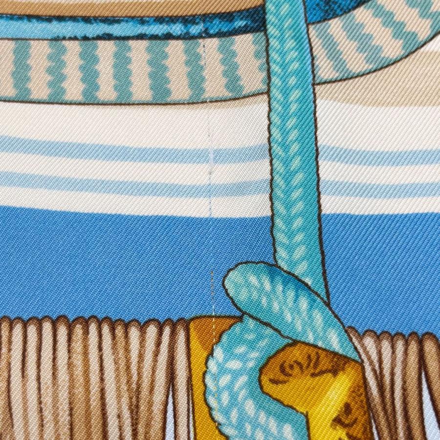 HERMES カレ90 シルクスカーフ　水色 HERMES（エルメス） スカーフ カレ90 『SELLE D'APPARAT MAROCAINE