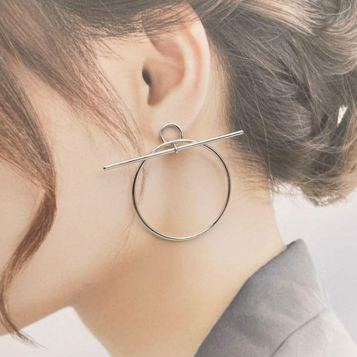 HERMES エルメス　ループMM ピアス シルバー アクセサリー　美品 HERMES エルメス ピアス ループMM Ag925 シルバー : SiSSY.Japon