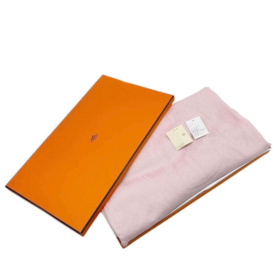 HERMES(エルメス) ストール(ショール)美品  ニューリブリス ピンク カシミヤ、シルク HERMES（エルメス） ショール ストール ニュー・リブリス ローズパール