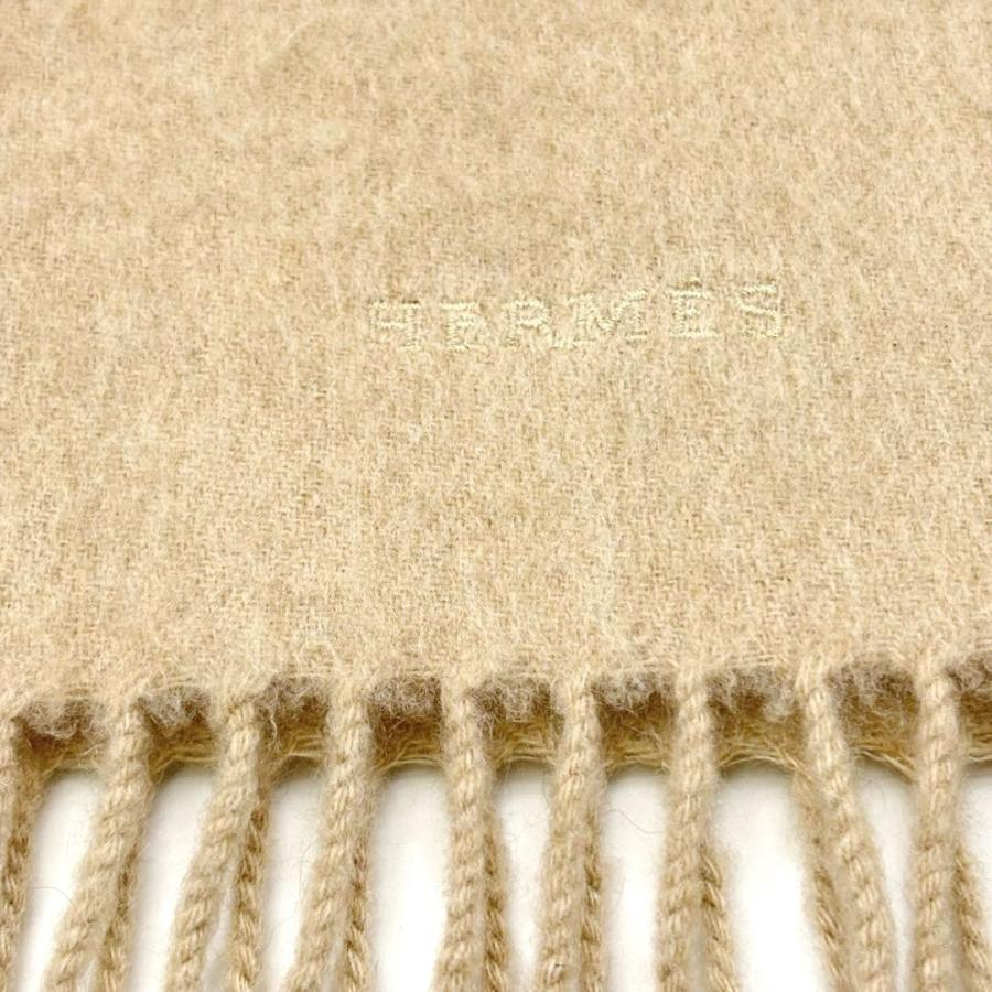 HERMES（エルメス） ヴィンテージマフラー ロゴ刺繍 カシミヤ100
