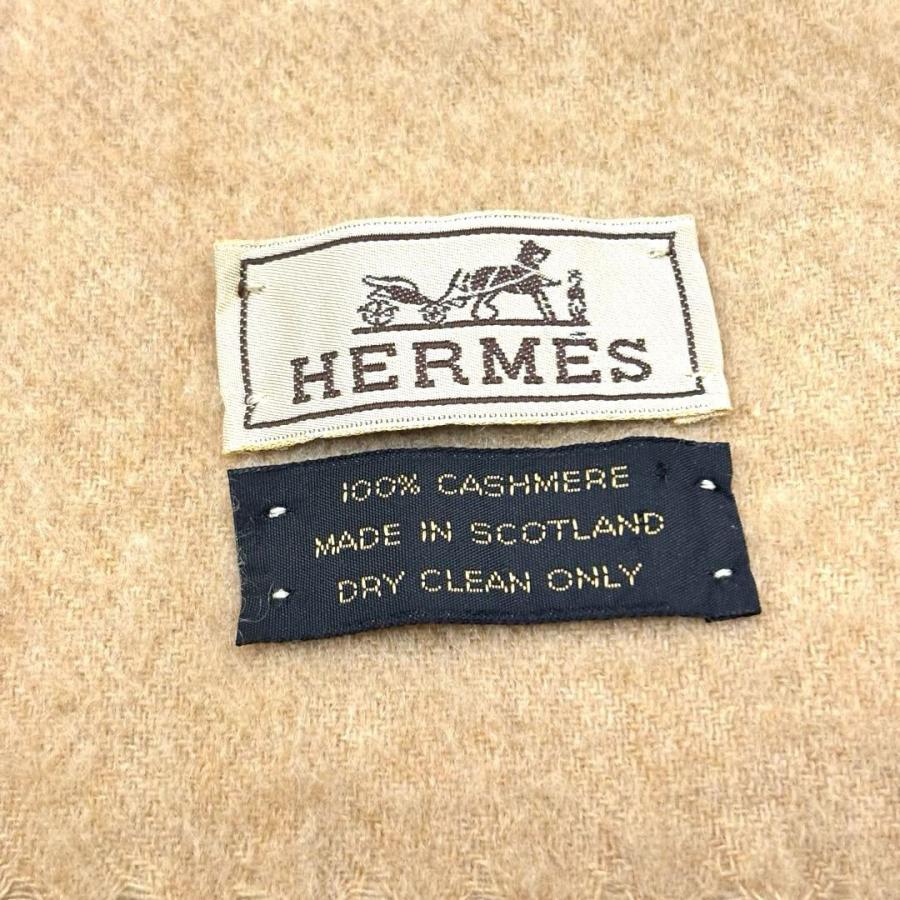 HERMES（エルメス） ヴィンテージマフラー ロゴ刺繍 カシミヤ100