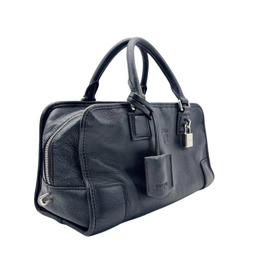 LOEWE（ロエベ） アマソナ28 ハンドバッグ レザー ブラック/シルバー