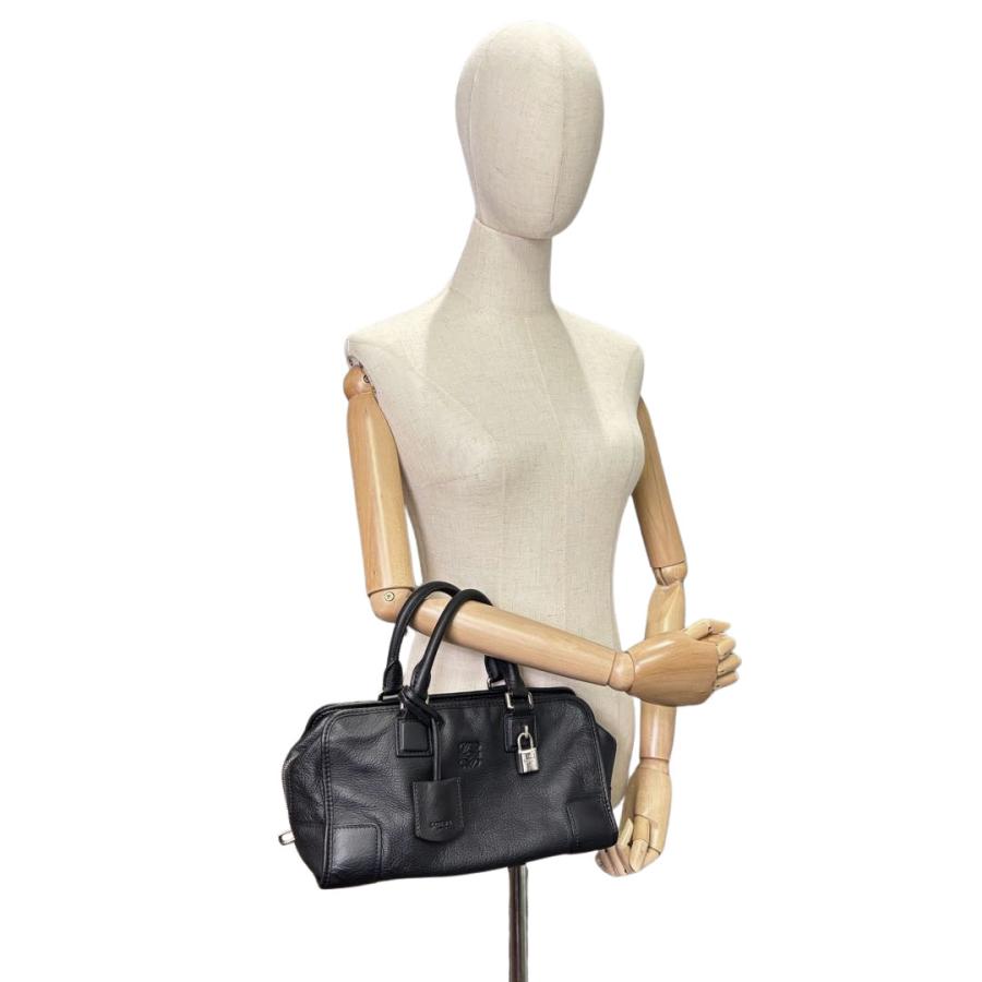 LOEWE（ロエベ） アマソナ28 ハンドバッグ レザー ブラック/シルバー