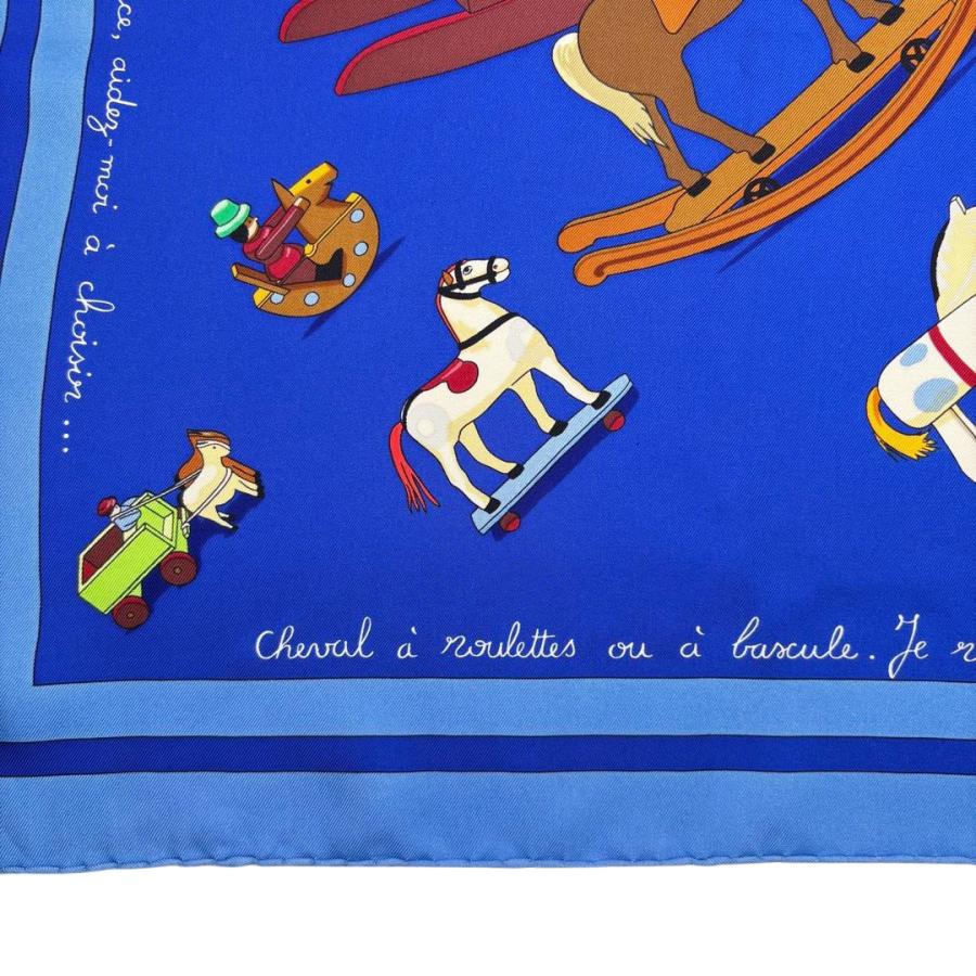 HERMES エルメス スカーフ カレ90 『Raconte moi le cheval(お馬の話をして)』 シルク ブルー系 | HERMES | 03