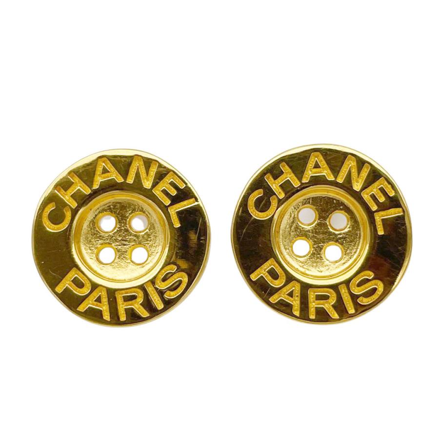 CHANEL シャネル ピアス ボタンモチーフ ロゴ B20A ゴールド