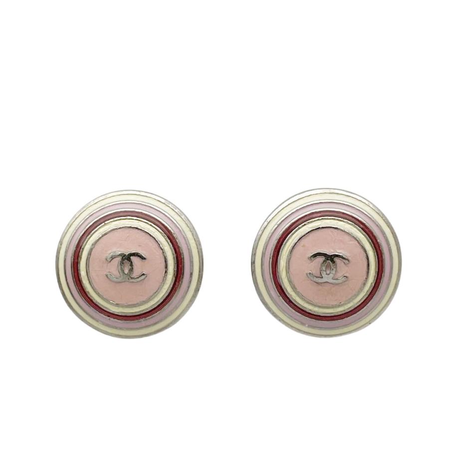 CHANEL シャネル ラウンドピアス ココマーク ピンク シルバー