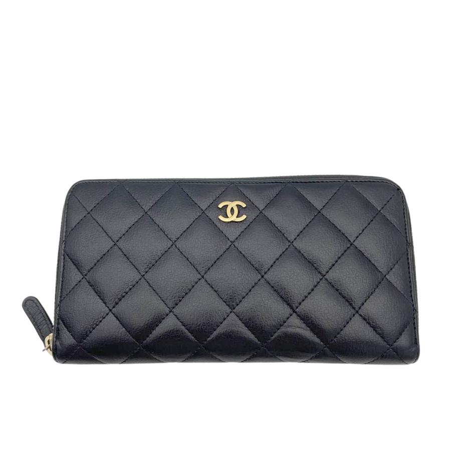 CHANEL シャネル ラウンドファスナー長財布 マトラッセ カーフ CHANEL シャネル ラウンドファスナー長財布 マトラッセ カーフ