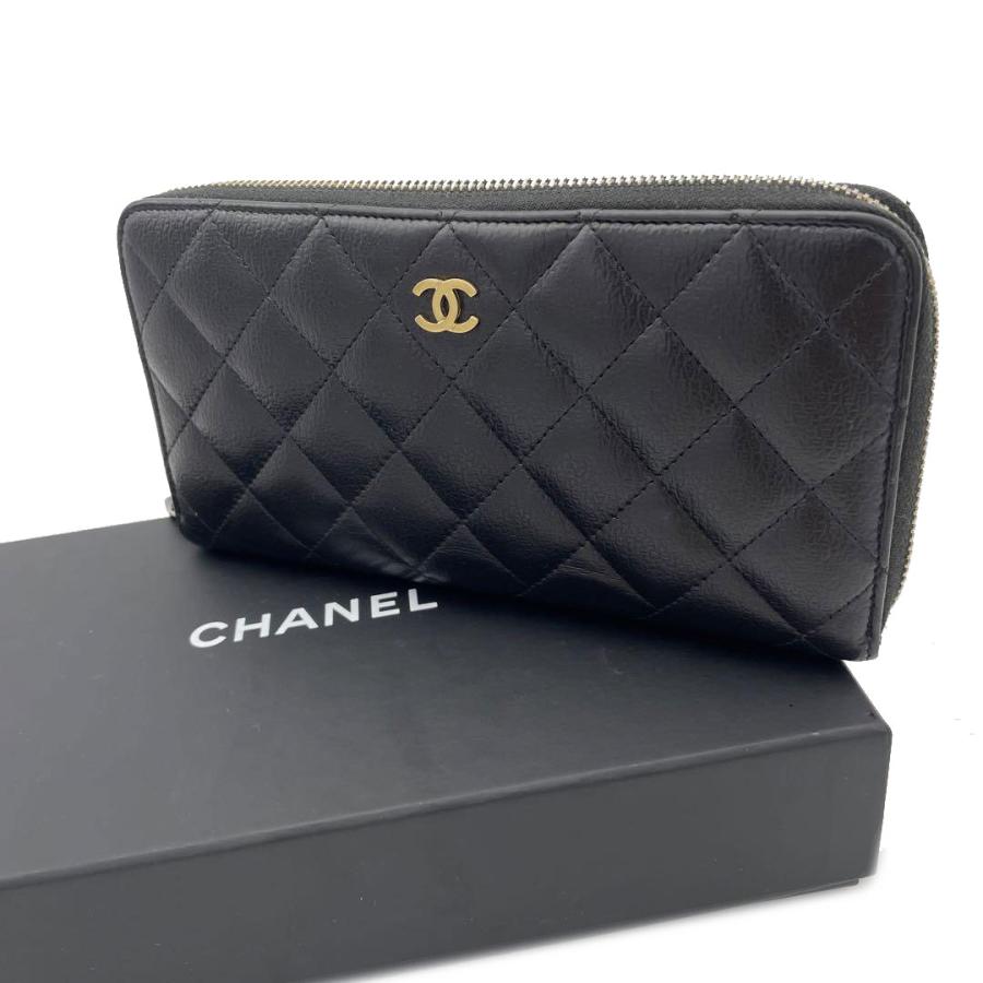 CHANEL シャネル ラウンドファスナー長財布 マトラッセ カーフ CHANEL シャネル ラウンドファスナー長財布 マトラッセ カーフ