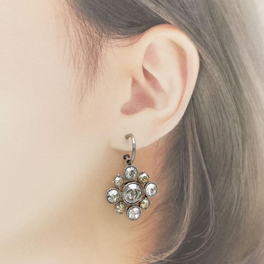 CHANEL シャネル フープピアス ミニココマーク ラインストーン CHANEL シャネル フープピアス ミニココマーク ラインストーン