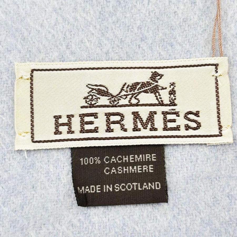 HERMES 100%カシミヤ マフラー 150cm x 40cm HERMES（エルメス） カシミヤマフラー 40×150cm ユニ・ブロデ グラシエ