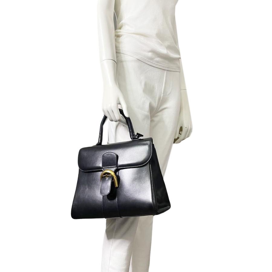 DELVAUX デルヴォー ハンドバッグ ブリヨンMM ボックスカーフ ブラック 