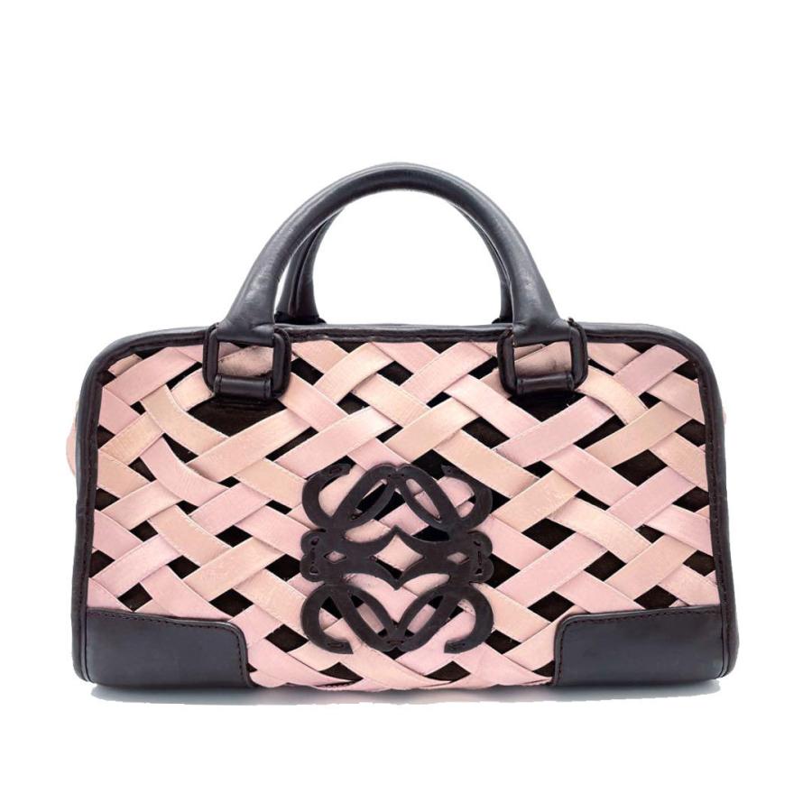LOEWE ロエベ ハンドバッグ アマソナ28 レザー サテン ダークブラウン 