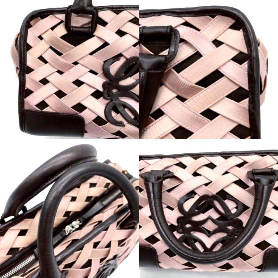 LOEWE ロエベ ハンドバッグ アマソナ28 レザー サテン ダークブラウン 