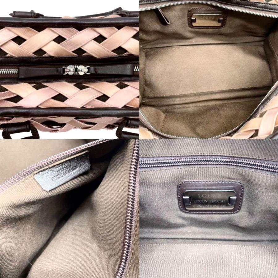 LOEWE ロエベ ハンドバッグ アマソナ28 レザー サテン ダークブラウン 
