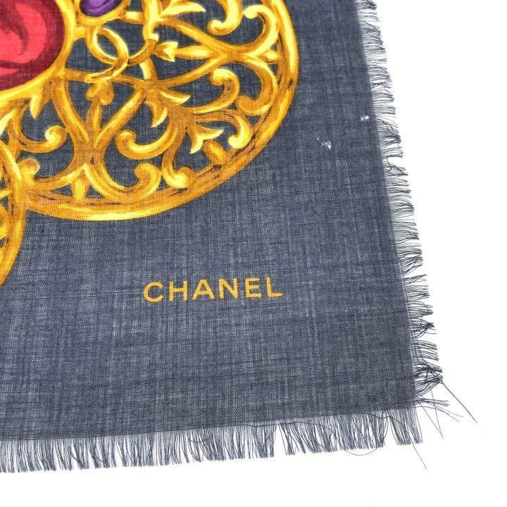 CHANEL シャネル ショール 大判スカーフ ストール 宝石 ビジュー柄 