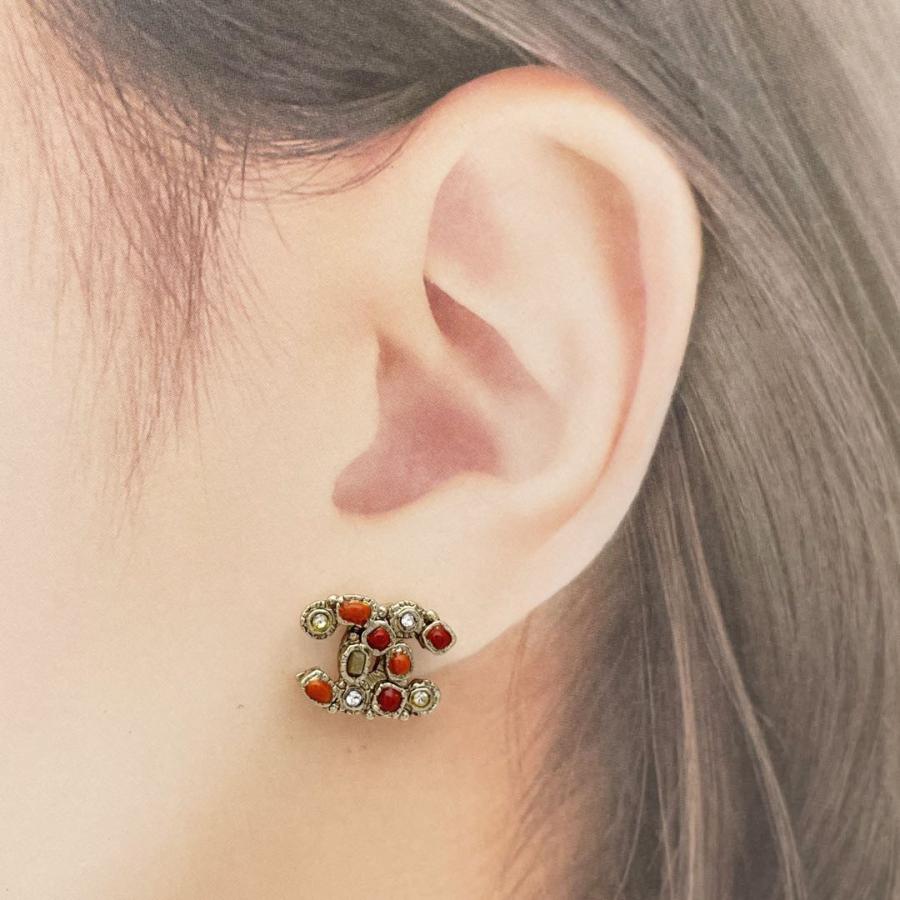 CHANEL シャネル ピアス ココマーク ラインストーン シャンパン