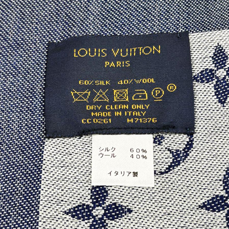 LOUIS VUITTON ルイヴィトン ショール・モノグラム デニム ブルー 