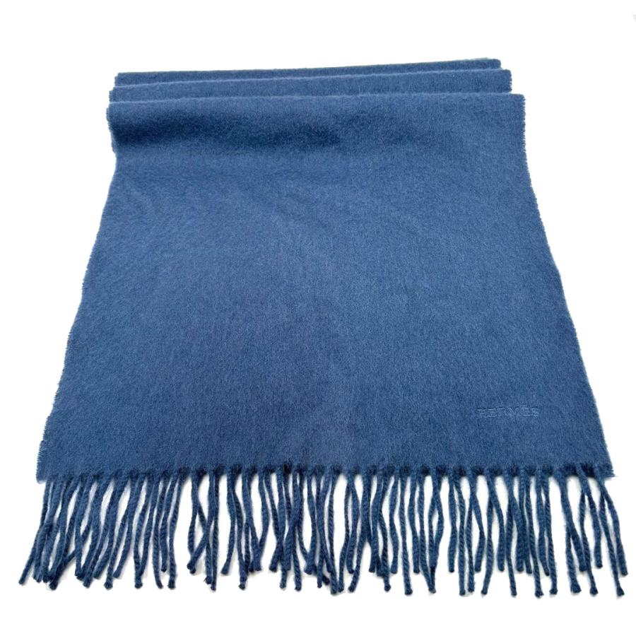 HERMES（エルメス） ヴィンテージマフラー カシミヤ100％ ブルー系