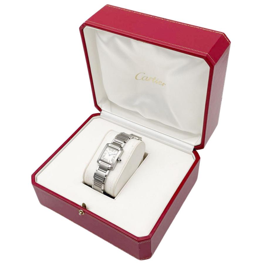【本物保証】 新品同様 カルティエ CARTIER タンクフランセーズSM W51008Q3 白文字盤 SS クォーツ 縦26ミリ×横20ミリ レディース 腕時計 Cartier カルティエ タンクフランセーズSM レディース腕時計 QZ SS
