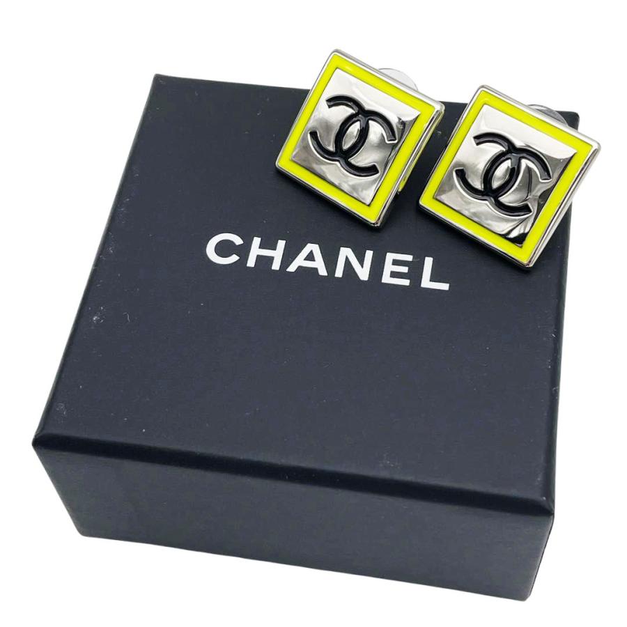 CHANEL（シャネル） スクエアピアス ココマーク シルバー イエロー