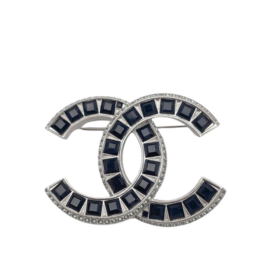 CHANEL ココマーク ブローチ ラインストーン ブラック CHANEL（シャネル） ブローチ ココマーク ブラックストーン ライン