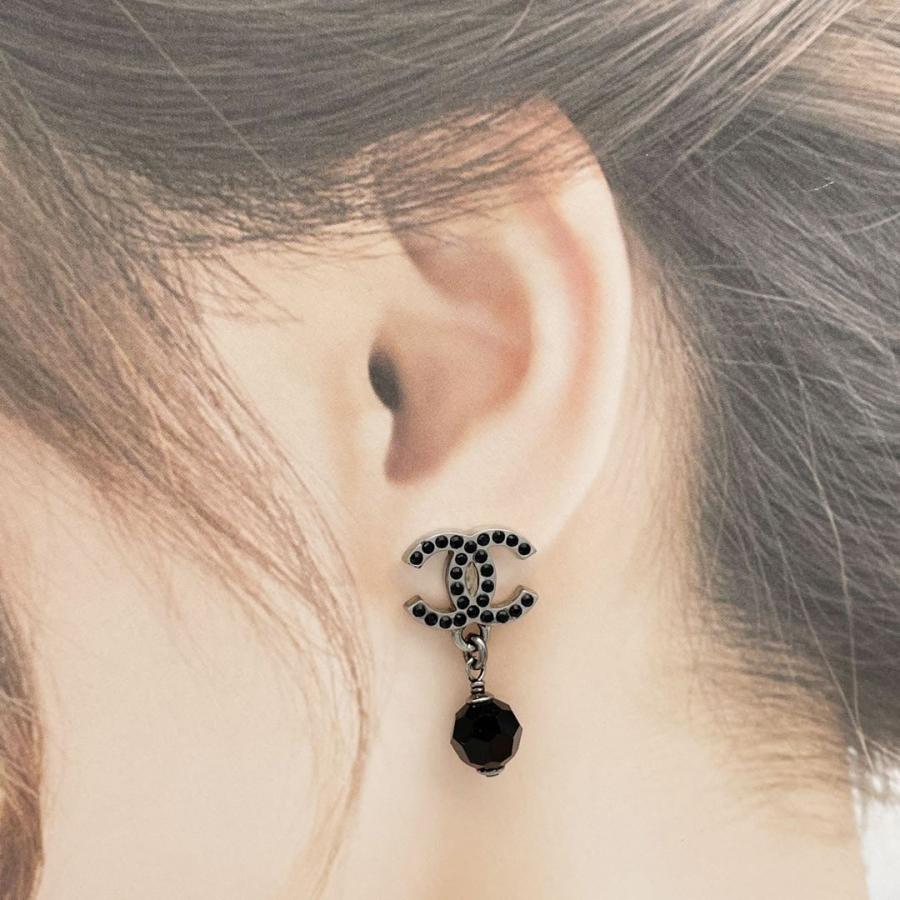 Q2804 超美品 シャネル ココマーク ラインストーン スイング ピアス CHANEL シャネル スイングピアス ココマーク ラインストーン 04A