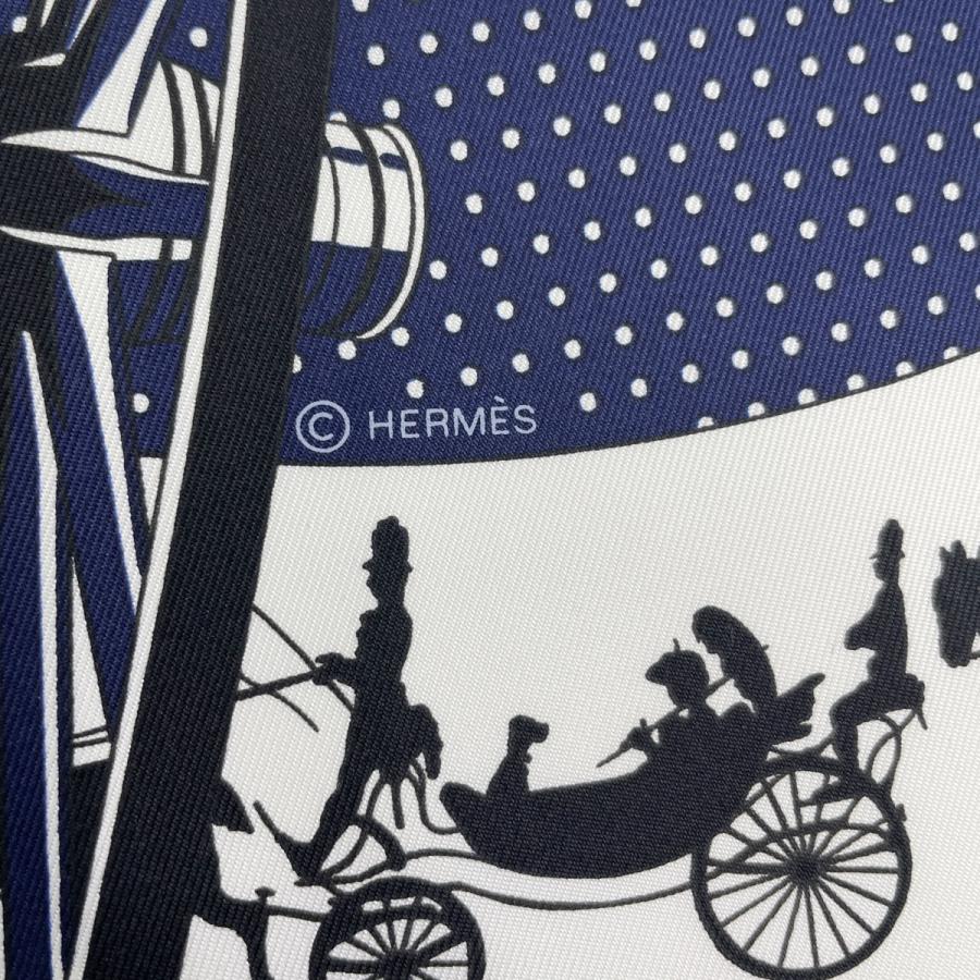 HERMESエルメス スカーフ バンダナ カレ55 折り畳み式幌の馬車　美品 HERMESエルメス スカーフ バンダナ カレ55 折り畳み式幌の馬車 美品
