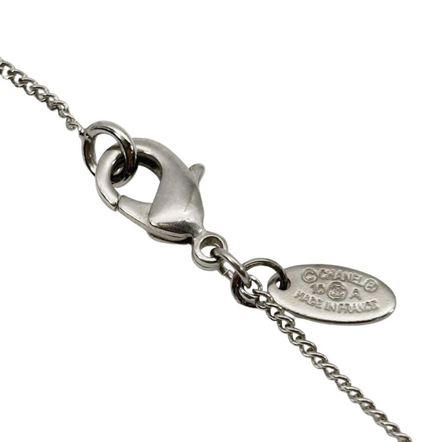 【美品】シャネル ネックレス 両面ココマーク ラインストーン シルバー 4M72 CHANEL シャネル ネックレス 両面ココマーク ラインストーン 10A