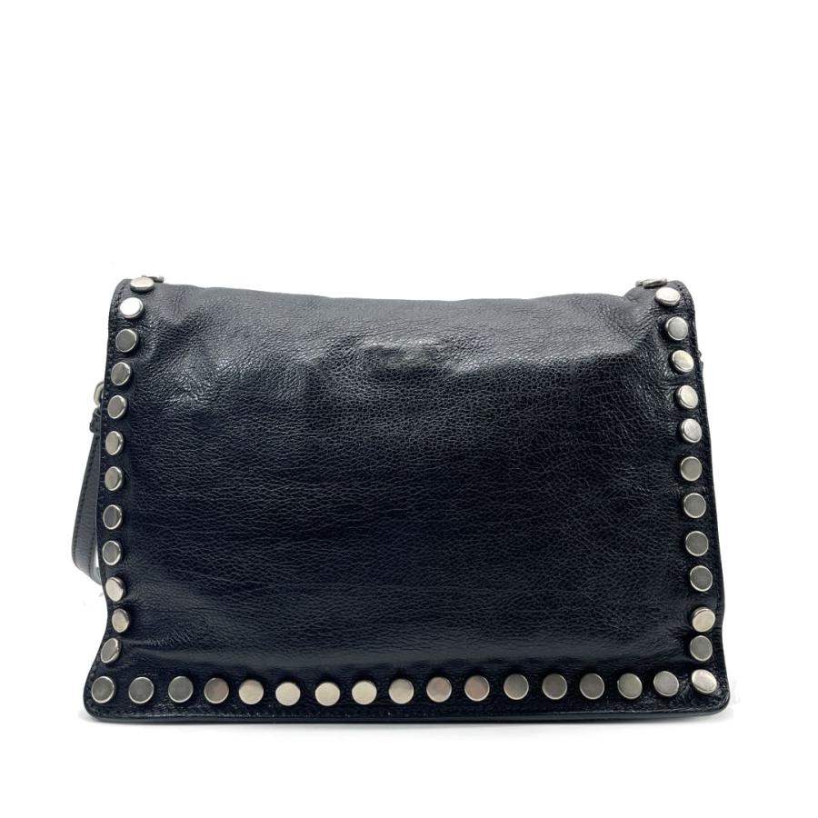 PRADA ブラックレザー　ショルダーバッグ PRADA（プラダ） ショルダーバッグ エティケット レザー/スタッズ