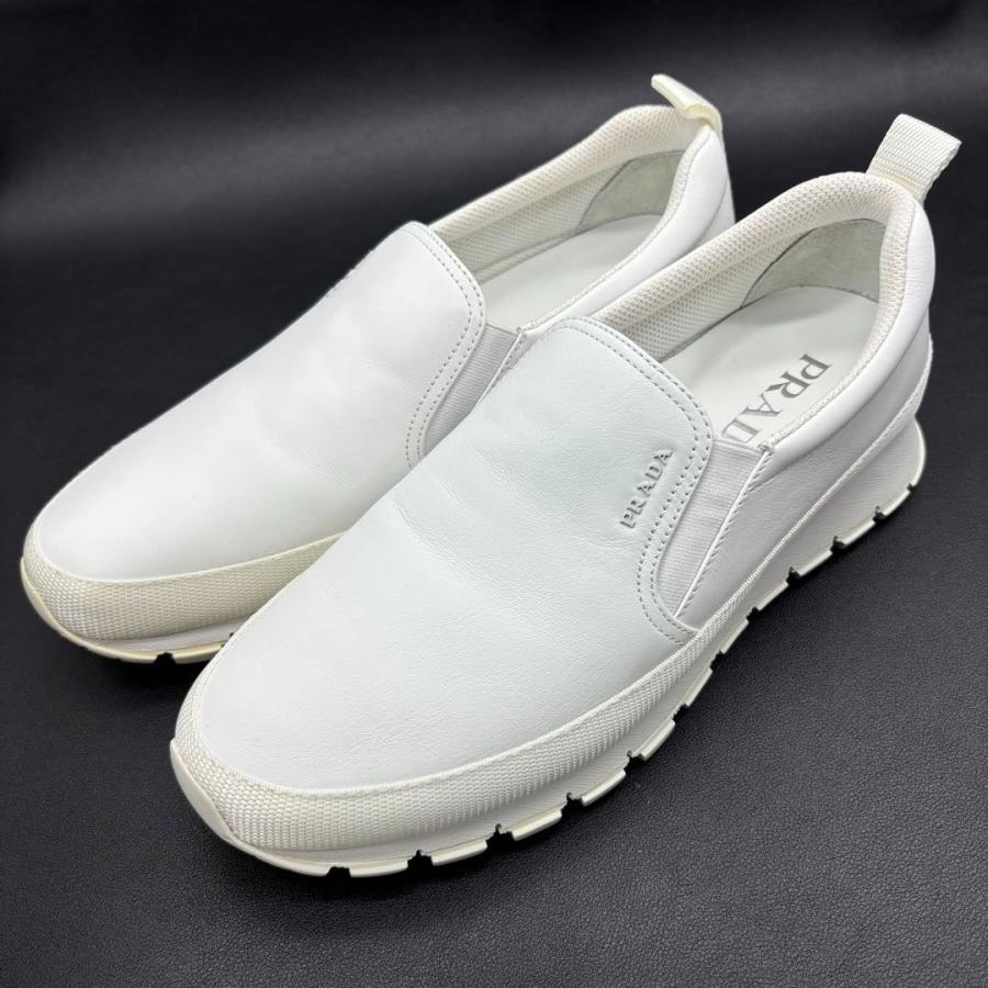 PRADA（プラダ） メンズ スリッポン スニーカー レザー ホワイト 6