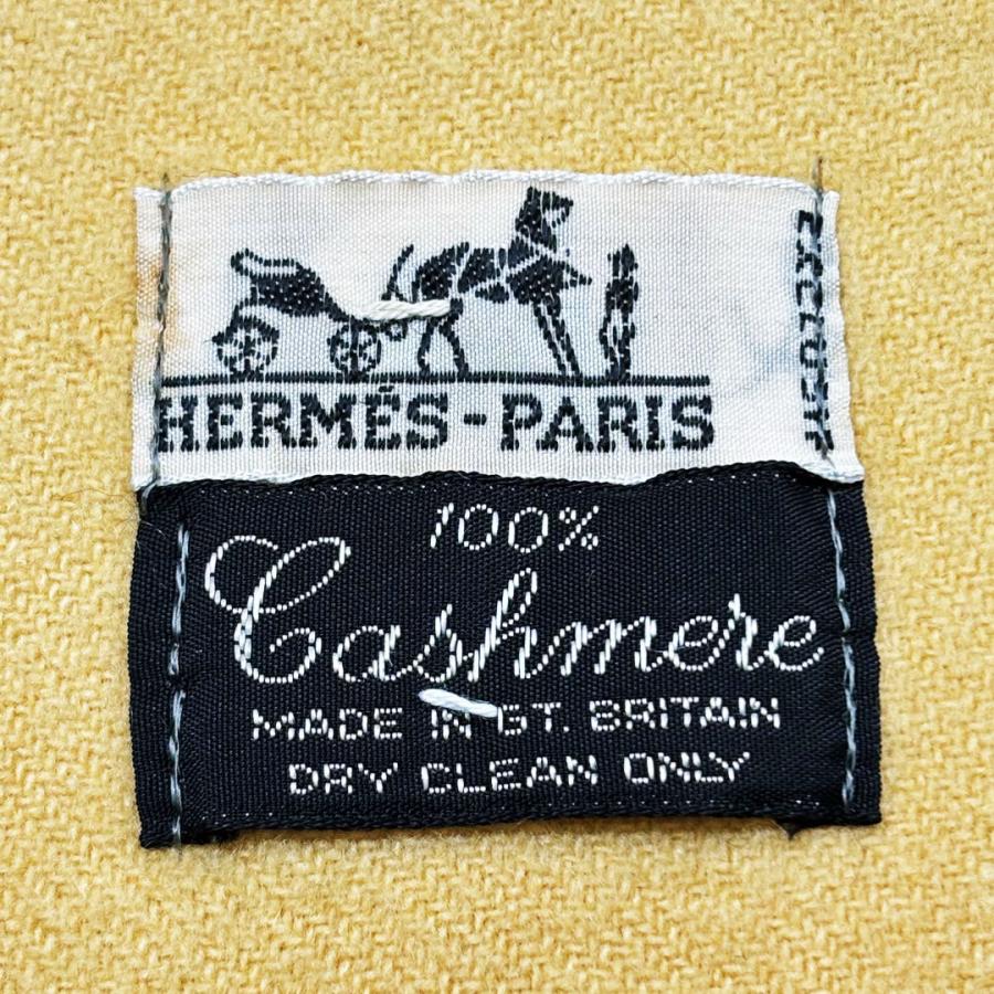 HERMES（エルメス） ヴィンテージマフラー カシミヤ100％ イエロー系