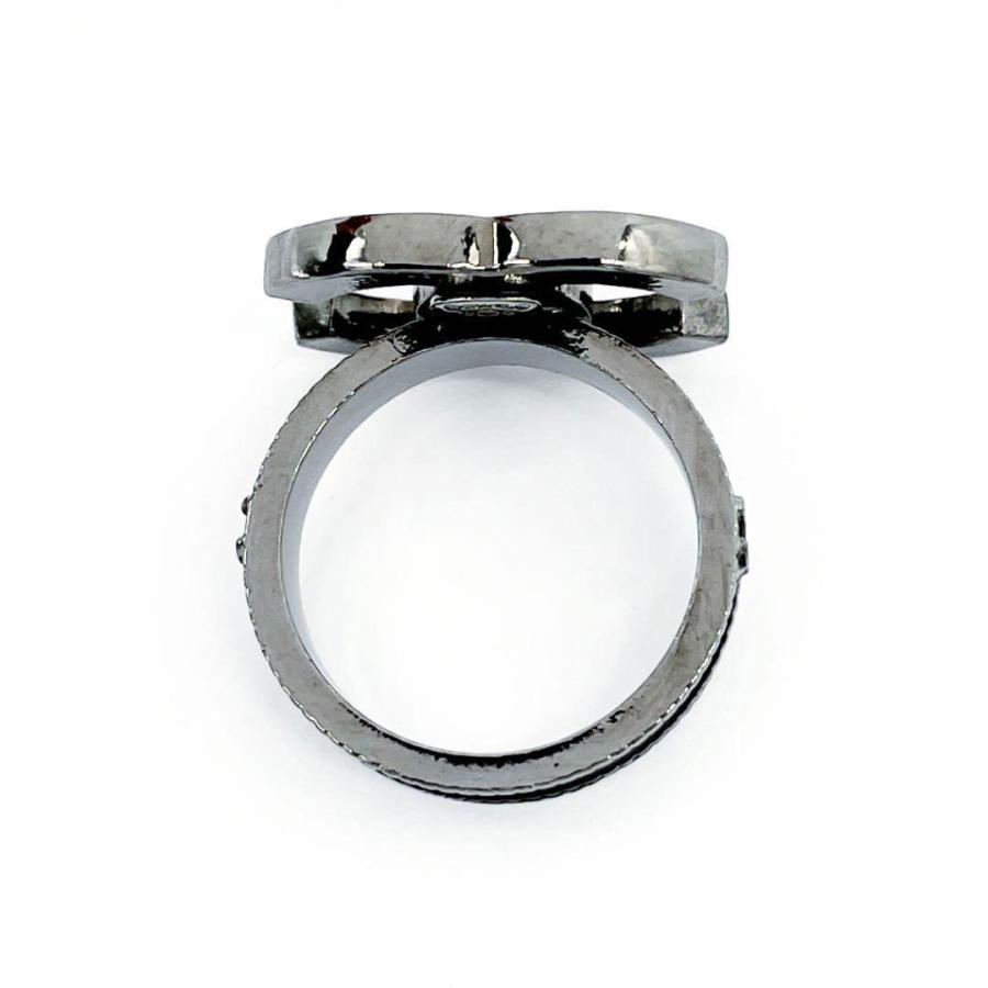 超美品 CHANEL シャネル リング 指輪 ココマーク ブラック ガン