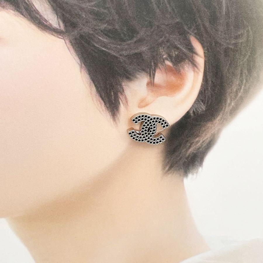 CHANEL シャネル イヤリング ココマーク パンチング シルバー 03P 