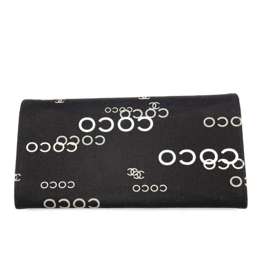 CHANEL シャネル COCO 二つ折り長財布 キャンバス ブラック 7