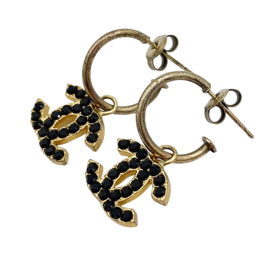 CHANEL シャネル フープピアス ココマーク ラインストーン CHANEL シャネル フープピアス ココマーク ラインストーン