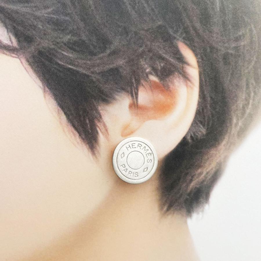 HERMES エルメス イヤリング セリエ メタル マットシルバー パッド無し  