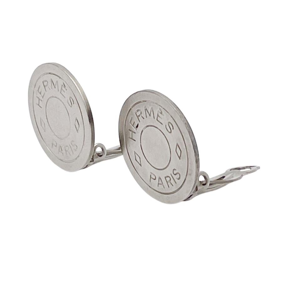 HERMES エルメス イヤリング セリエ メタル マットシルバー パッド無し  