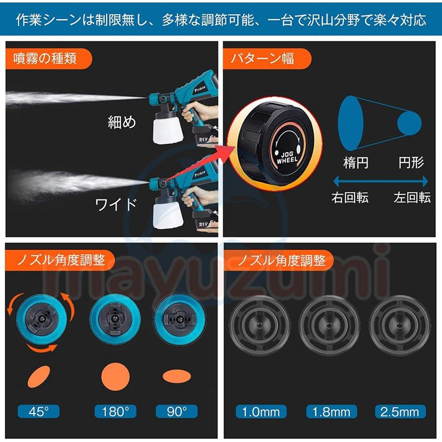 コードレススプレーガン 家庭用 電動スプレーガン 充電式 マキタ 18Vバッテリー併用 塗装 噴霧の幅調整可能 油性 水性 1000ml 電動ペインター｜sksj7718｜05