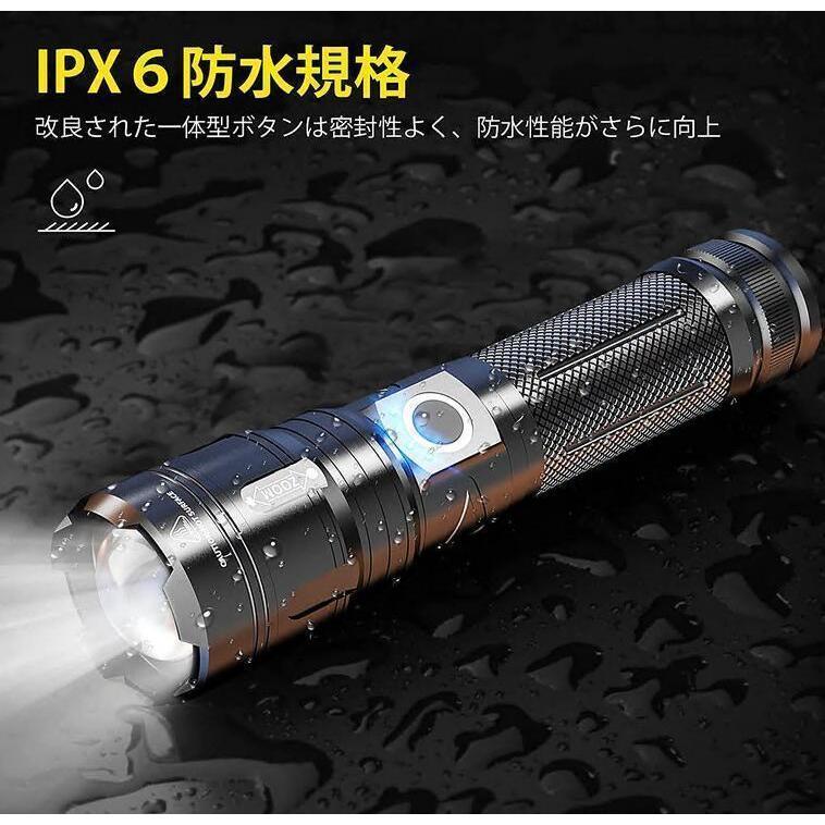 懐中電灯 led 強力 USB 充電式 フラッシュライト XHP70.2 LED 10000ルーメン IPX67防水 キャンプ 登山 用品 防災 護身用 軍用 グッズ
