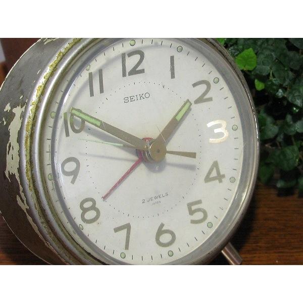 SEIKO 手巻き　置き時計　レトロ　おしゃれ 昭和レトロ セイコー 手巻き式 目覚まし時計 木目調 - USA＆