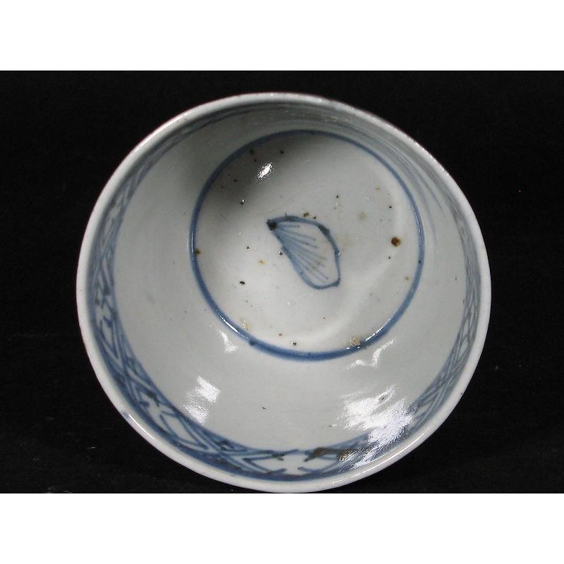古伊万里 染付 山水文 見込み岩波文 蛇の目高台 蕎麦猪口 (16) : SK