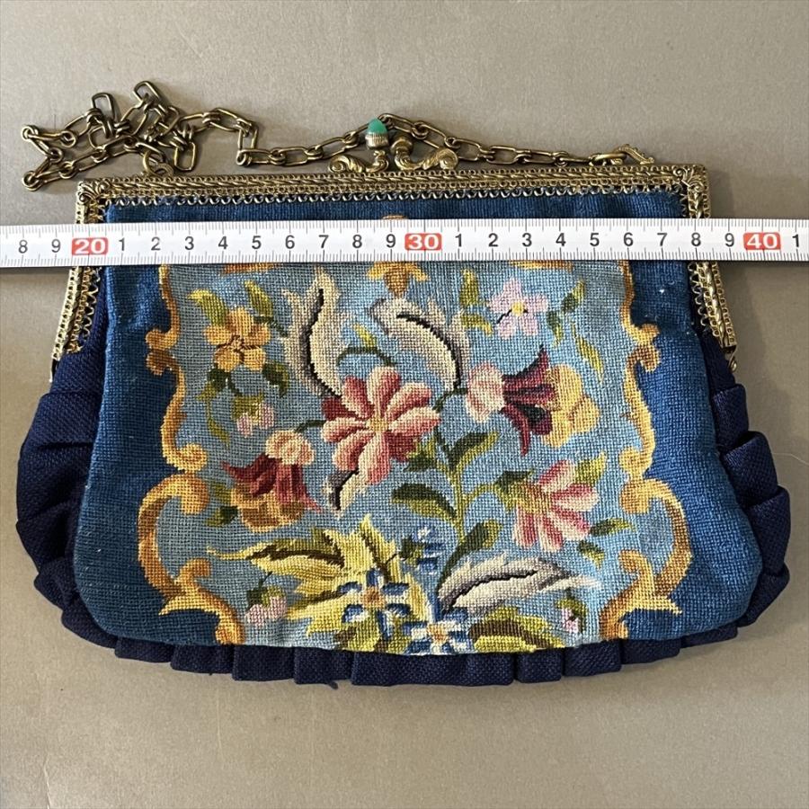 【希少 西ドイツ製】コブラン織り　プチポアン ハンドバッグ　パーティーバッグ 西洋アンティーク 1930年代 ゴブラン織 パーティーバッグ