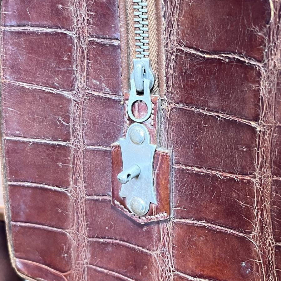 ヴィンテージ ワニ革 クロコダイルレザー バッグ クロコ札入付 : SK