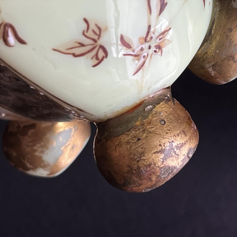 オールド・バカラ エナメル彩金彩薔薇文ブロンズ装飾オパーリンクリスタル製灰皿 オールド・バカラ エナメル彩金彩薔薇文ブロンズ装飾オパーリン