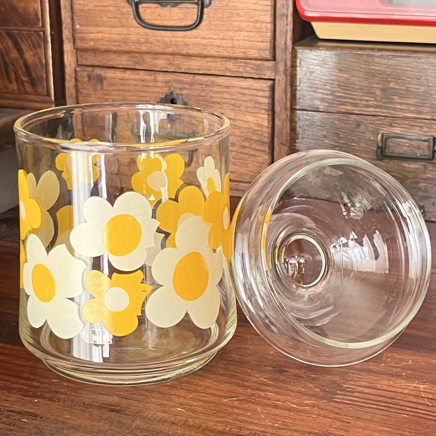 ヴィンテージ 昭和レトロ 佐々木ガラス ガラス製 花柄 キャニスター