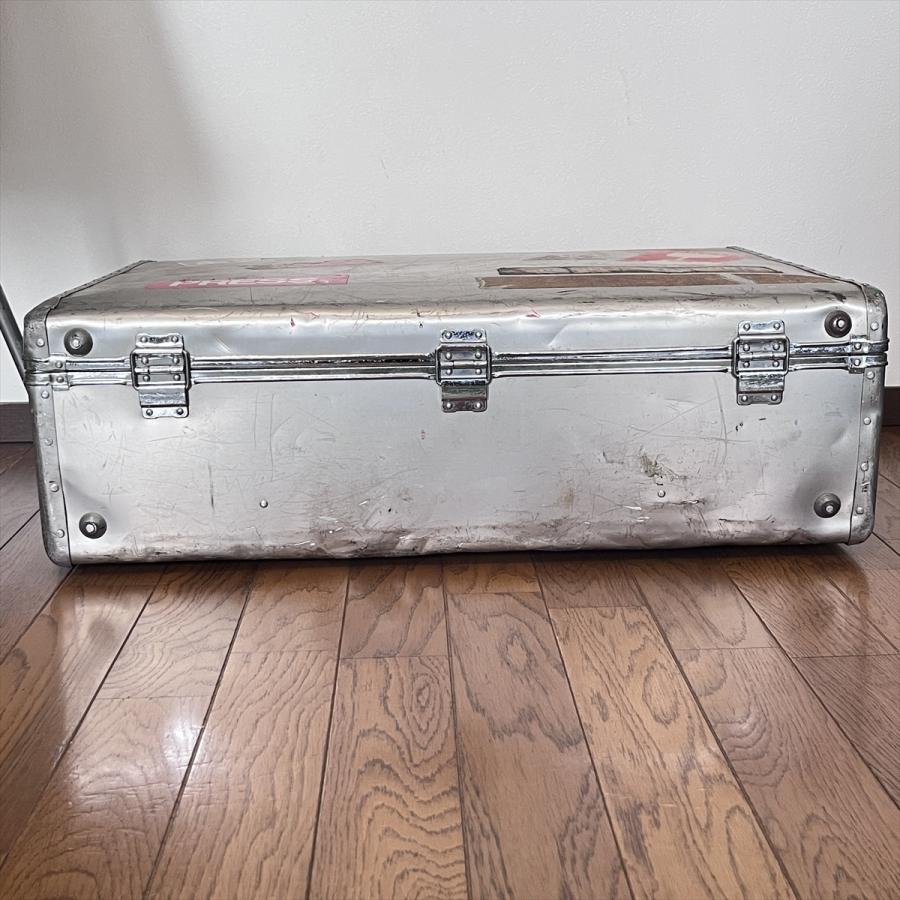 ヴィンテージ 昭和レトロ アルミトランク スーツケース カギ無 : SK